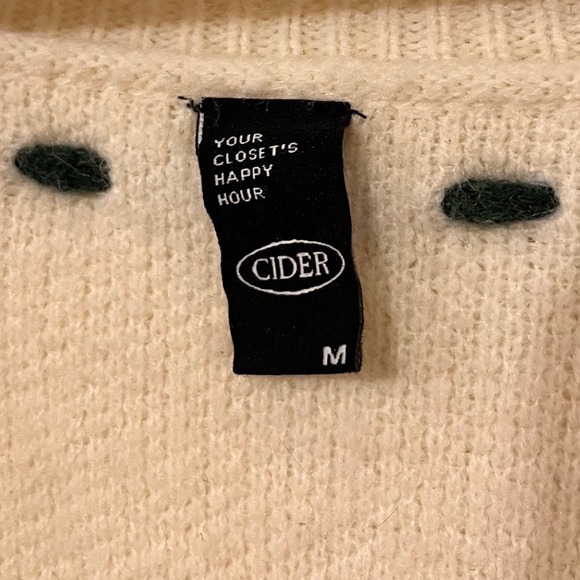 Cider Cream Cardigan Sweater Women's Med Floral Embroidery Puff Sleeve Button Up - Picture 4 of 5